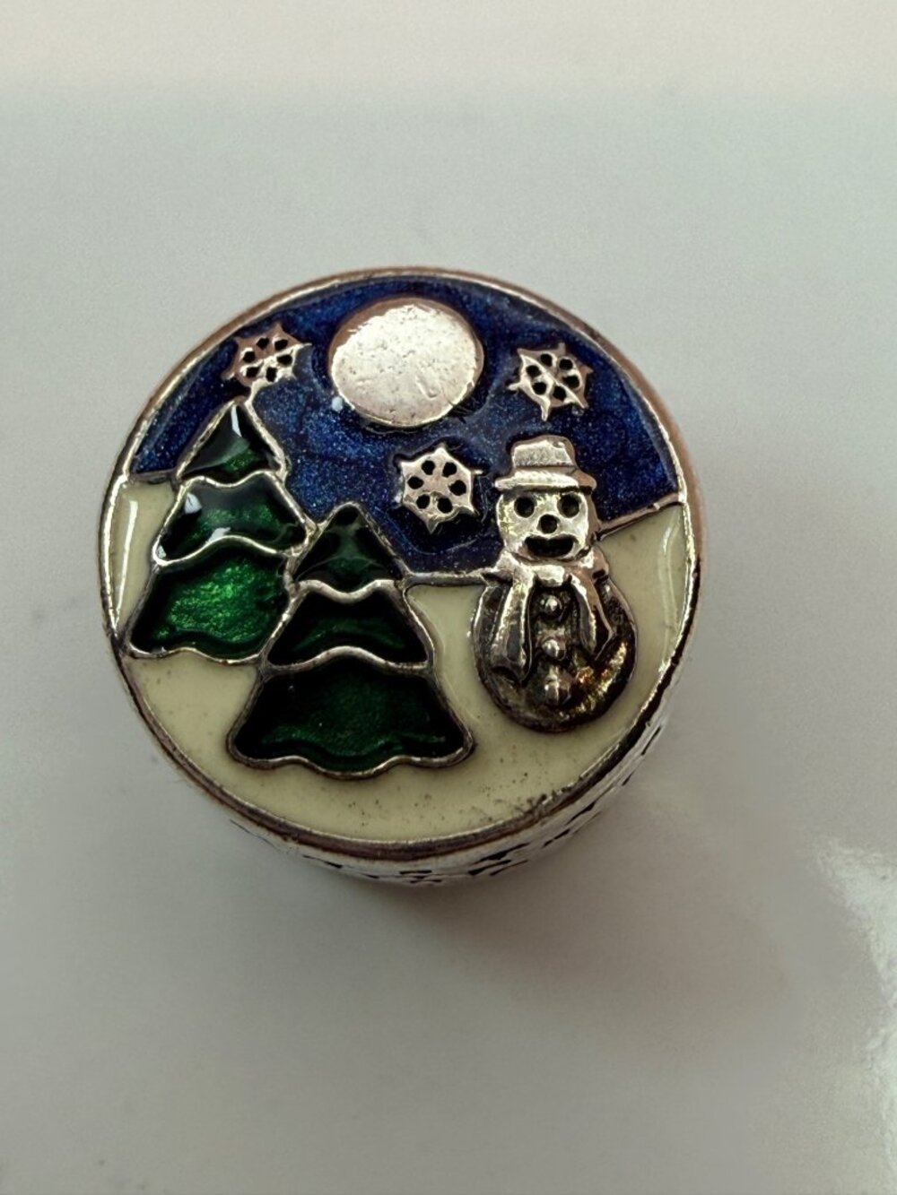 Retired Pandora Winter Scenery Snowman Enamel Charm 796384ENMX S925 ALE